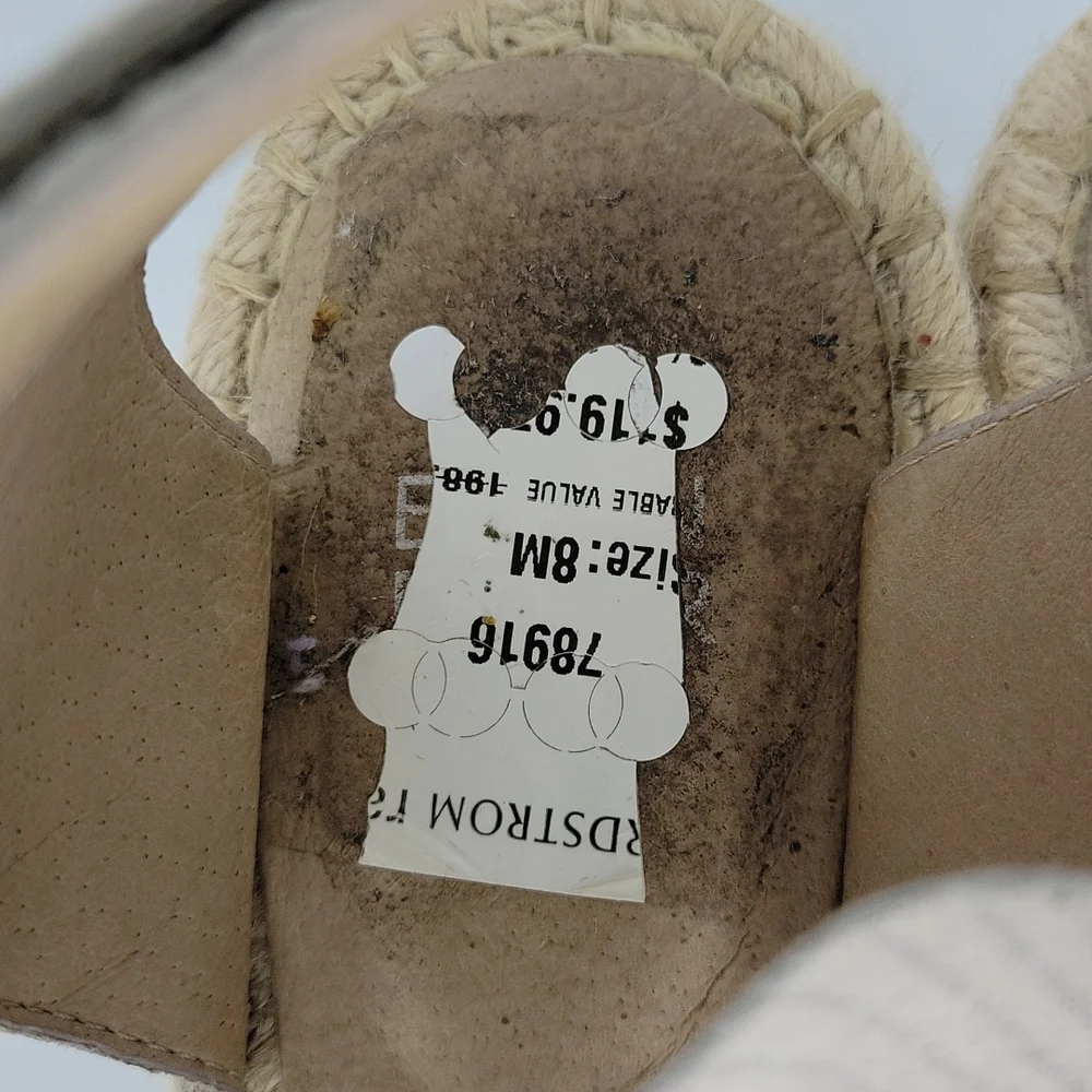 Eileen Fisher Willow Leather Espadrille Wedge Sandal Bone 8